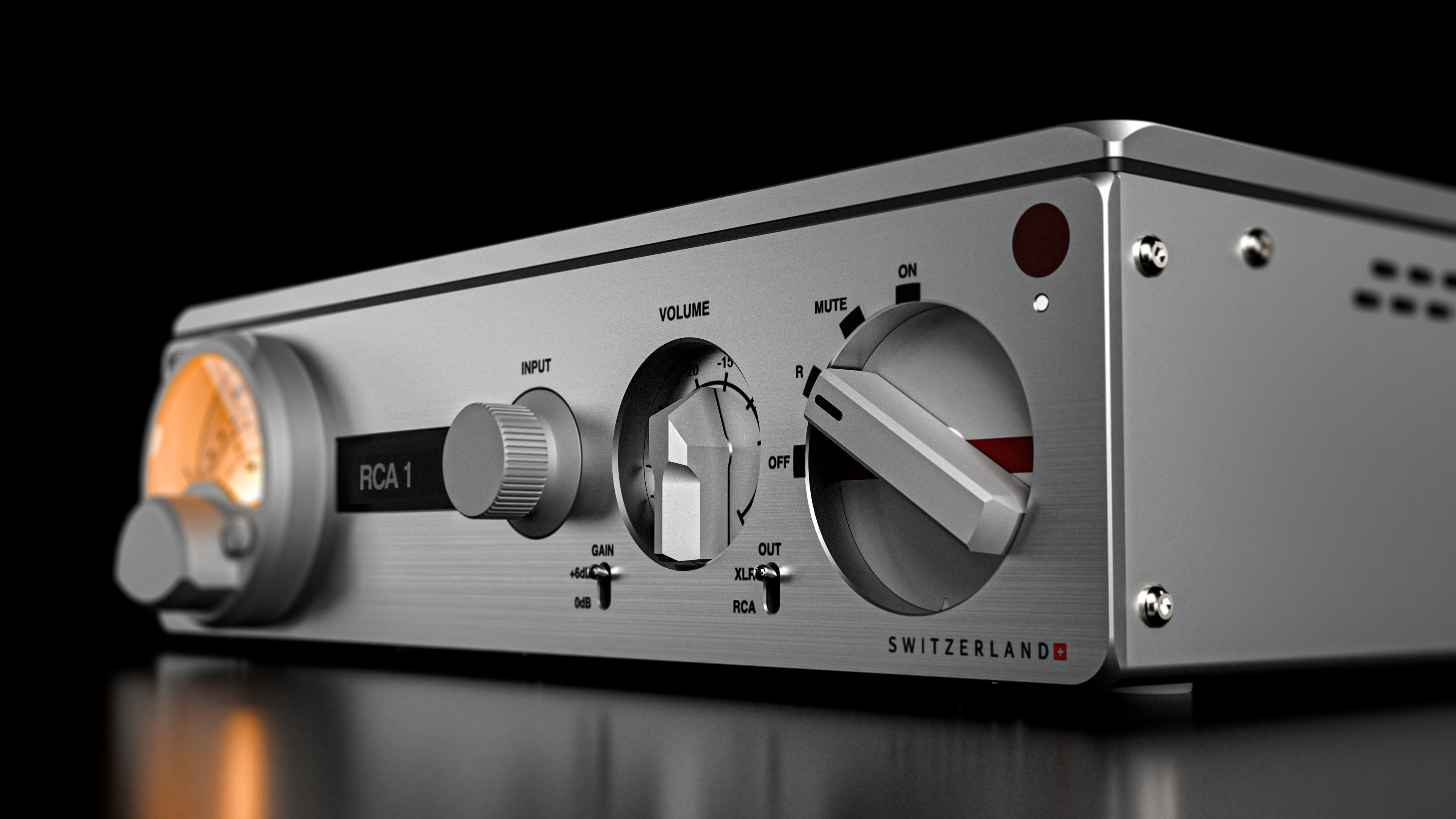 Préamplificateur audio — réalisation Fish Studio (3D)